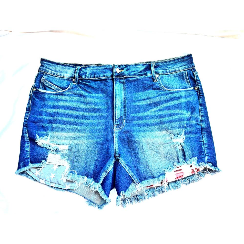 Maurices KanCan Distressed Denim Shorts Flag Pocket Size 20 Plus